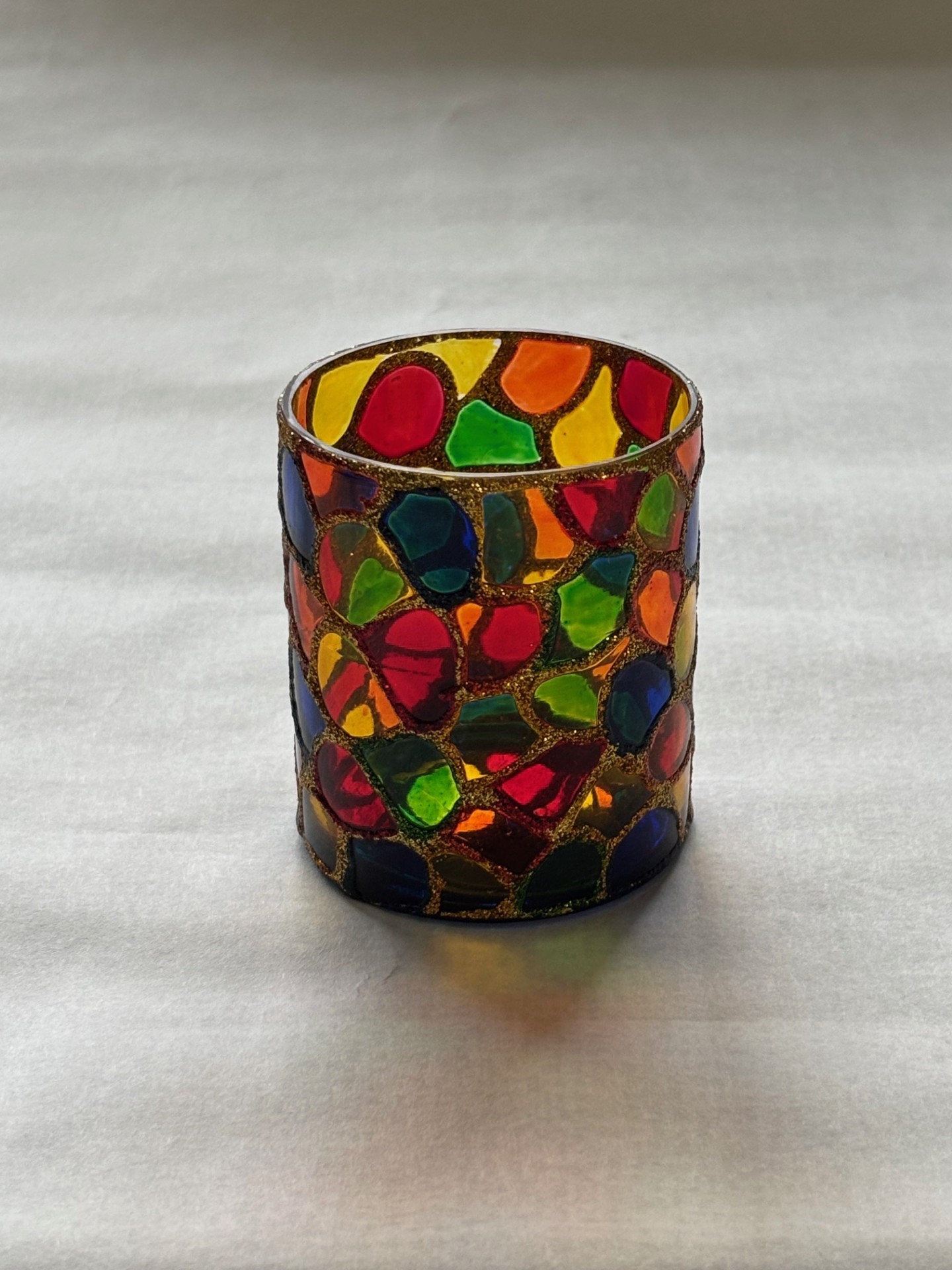 Multicolor Floral Mosaic Candleholder